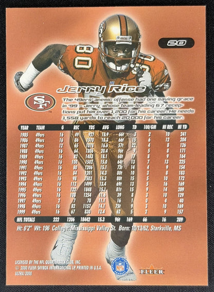 Jerry Rice 2000 Fleer Ultra 49ers Sports Trading Cards