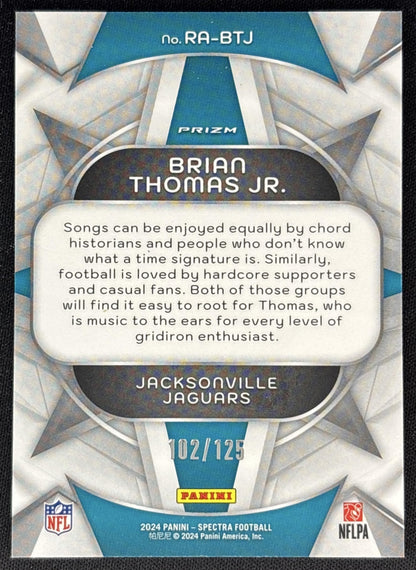 Brian Thomas Jr. 2024 Panini Spectra Rookie Aura /125 Jaguars back