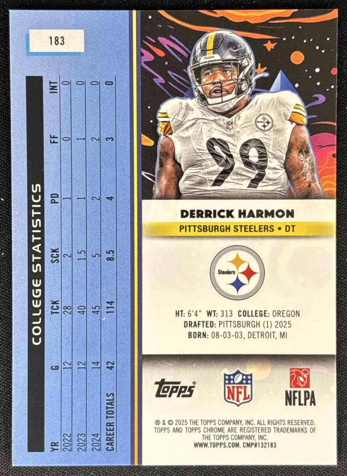 Derrick Harmon 2025 Topps Cosmic Chrome Steelers