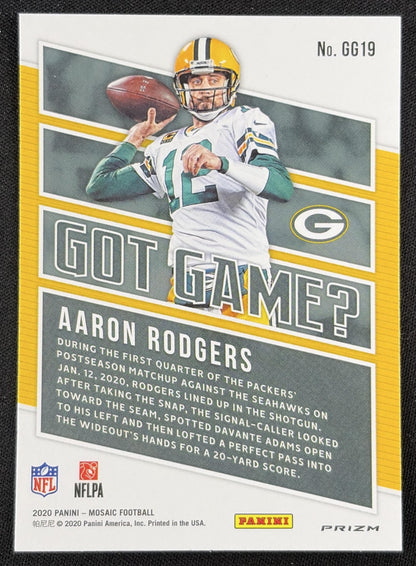 Aaron Rodgers 2020 Panini Mosaic Got Game? Prizm Green Packers