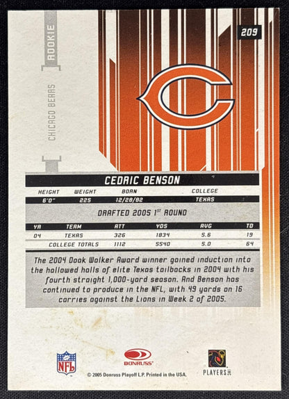 Cedric Benson 2005 Leaf Rookies & Stars Longevity /599 Bears back