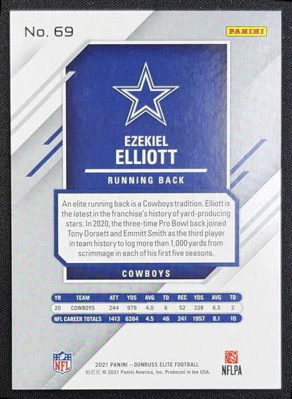 Ezekiel Elliott 2021 Panini Donruss Elite Red /399 Cowboys