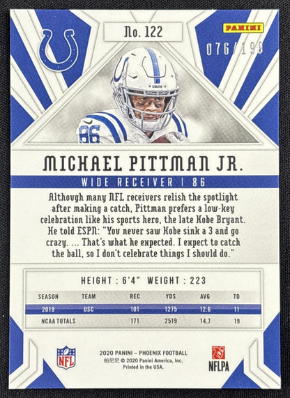 Michael Pittman Jr. 2020 Panini Phoenix Pink /199 Colts