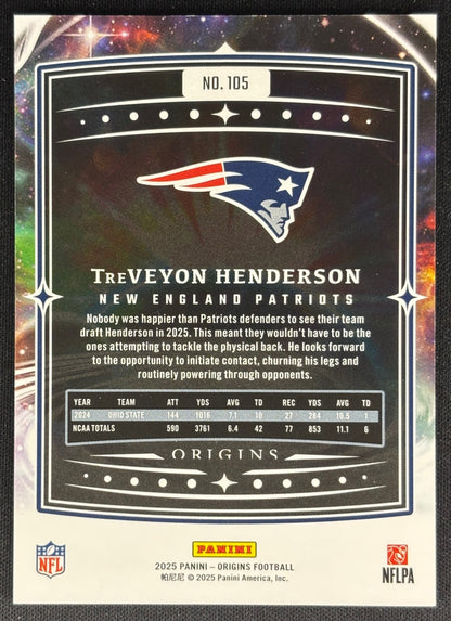 TreVeyon Henderson 2025 Origins Rookie Patriots Sports Trading Card