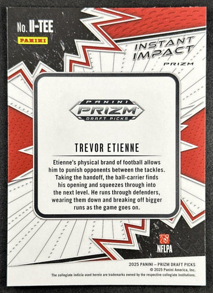 Trevor Etienne 2025 Panini Prizm Draft Picks Instant Impact Green Bulldogs Panthers