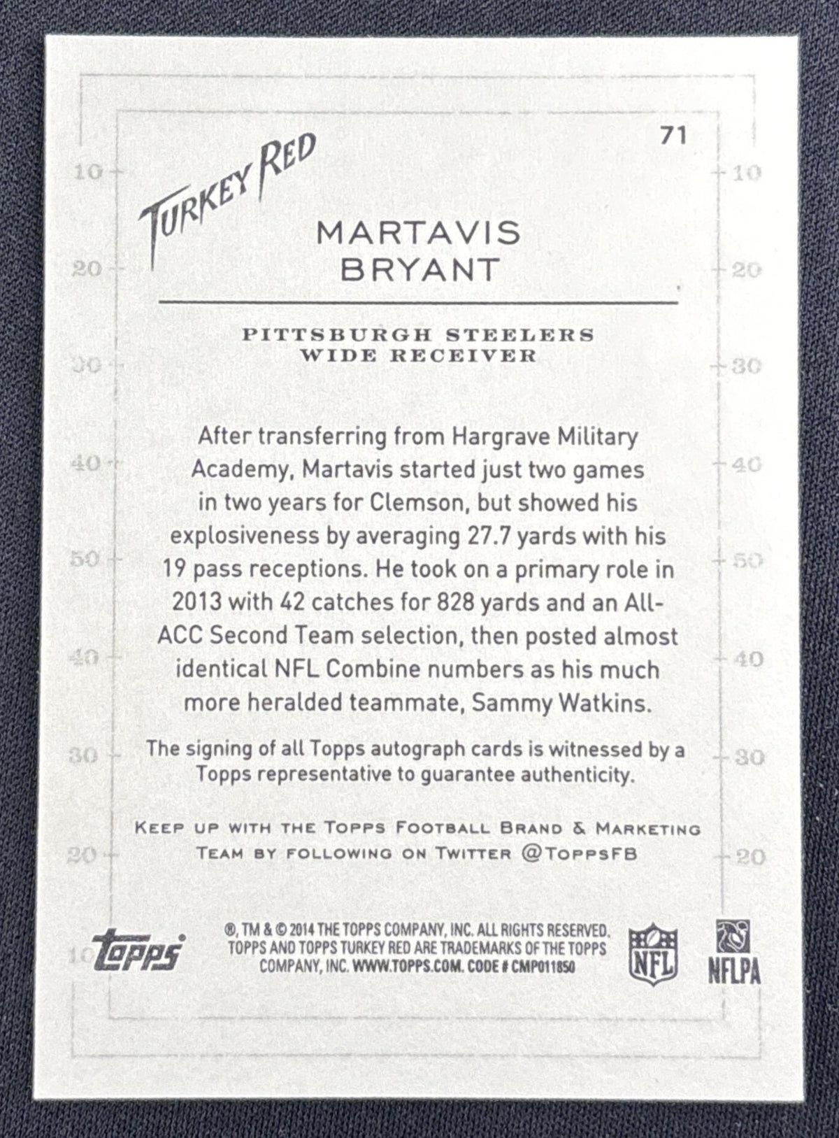 Martavis Bryant 2014 Topps Turkey Red Auto Steelers