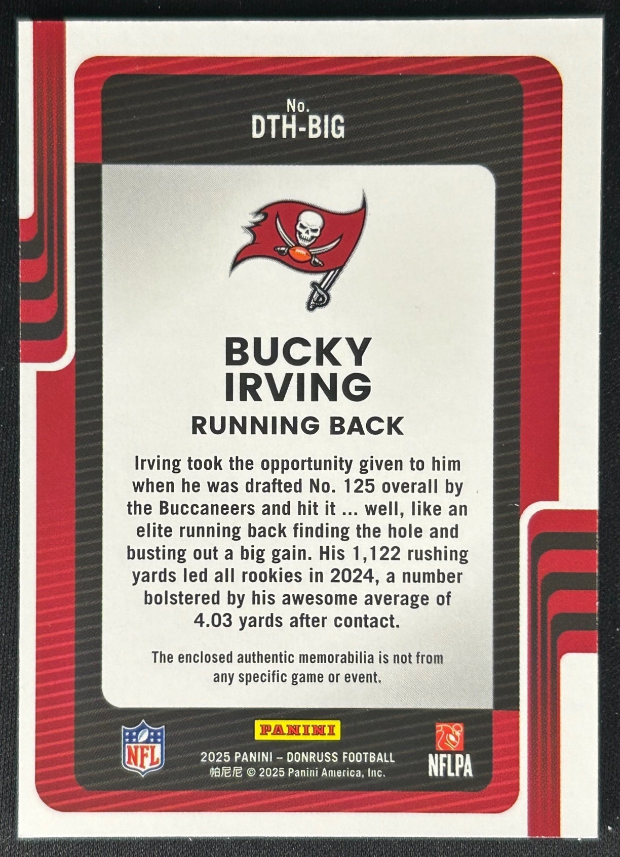 Bucky Irving 2025 Donruss Threads Buccaneers