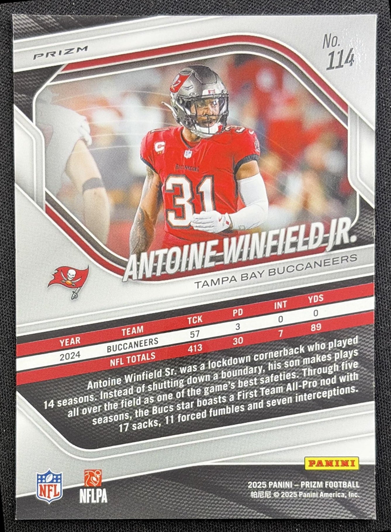 Antoine Winfield Jr. 2025 Panini Prizm Black & White Checker Buccaneers
