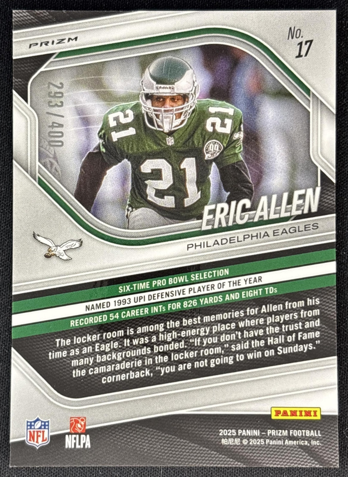 Eric Allen 2025 Panini Prizm Pandora /400 Eagles back
