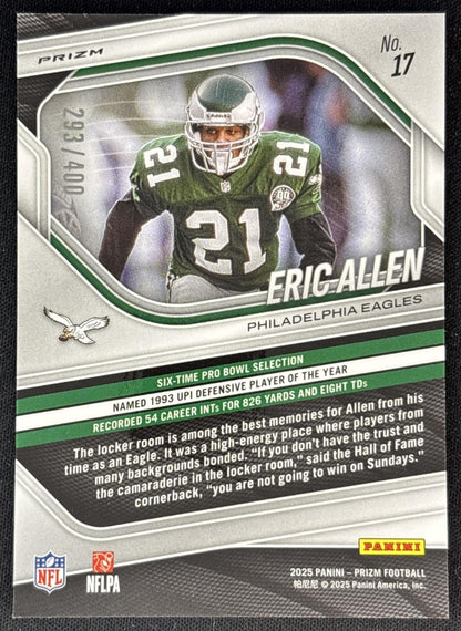 Eric Allen 2025 Panini Prizm Pandora /400 Eagles back