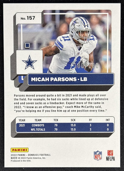 Micah Parsons 2022 Panini Donruss Silver Press Proof /100 Cowboys