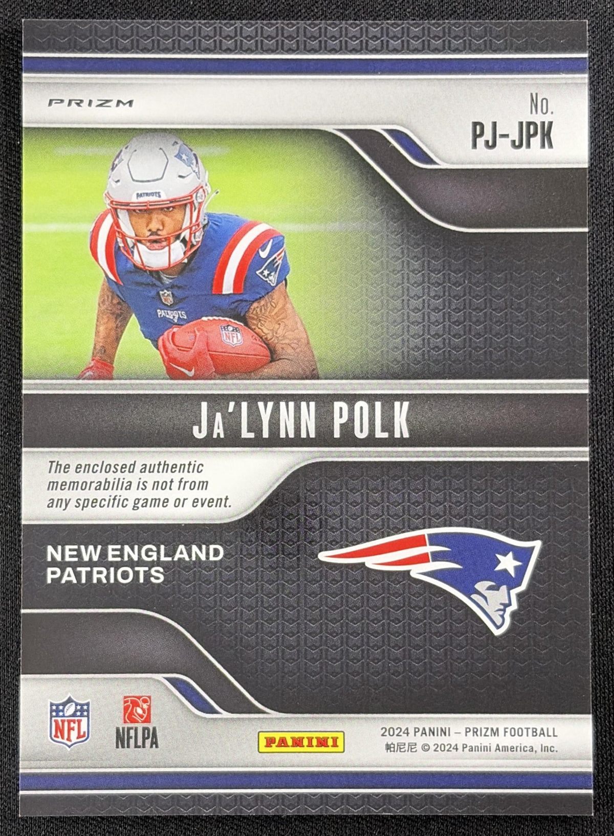 Ja'Lynn Polk 2024 Panini Prizm Premier Jerseys Neon Green Pulsar Patriots
