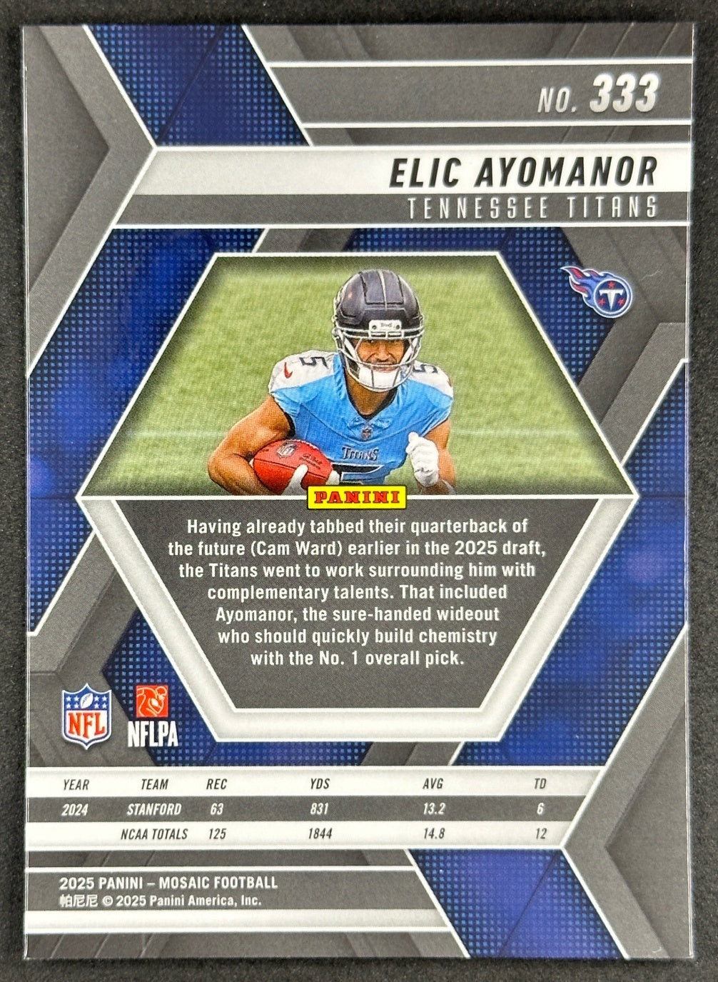 Elic Ayomanor 2025 Mosaic Rookies Titans Sports Trading Card