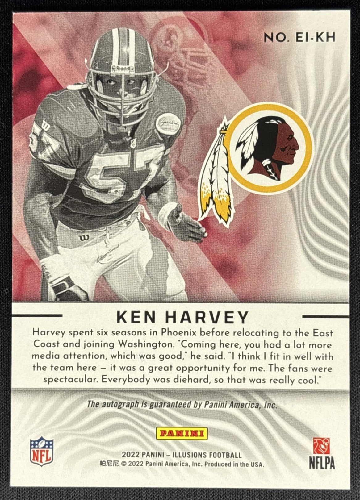 Ken Harvey 2022 Panini Illusions Elusive Ink Blue /75 Redskins Commanders Sports Trading Cards