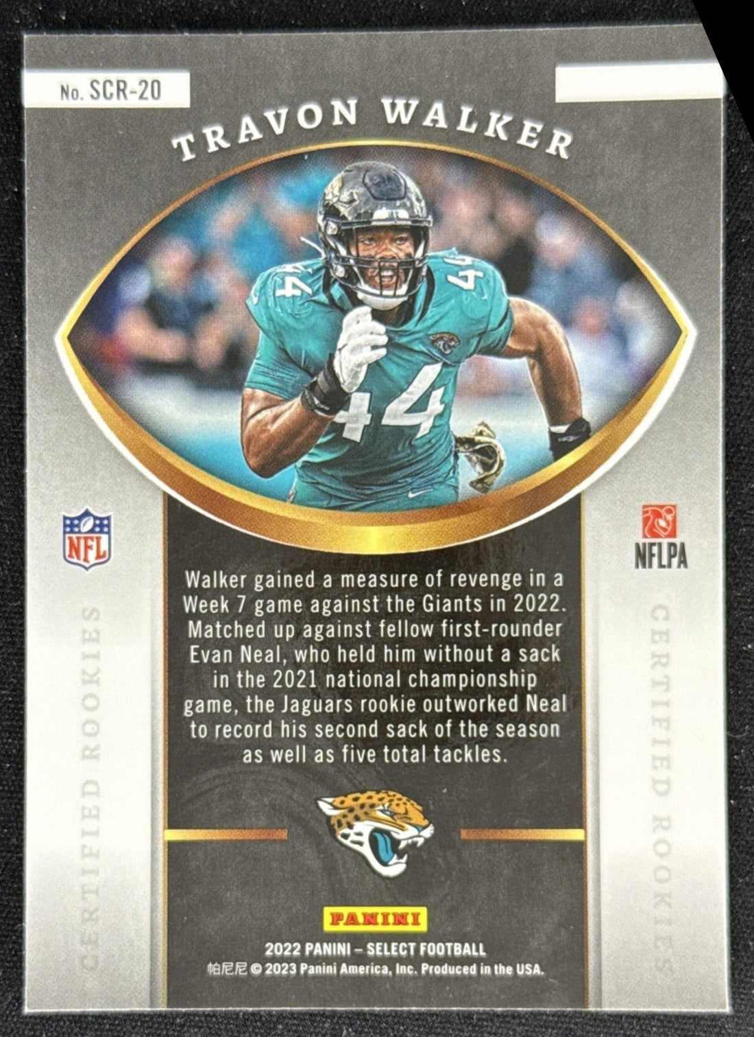 Travon Walker 2022 Panini Select Certified Rookies Jaguars Sports Trading Card