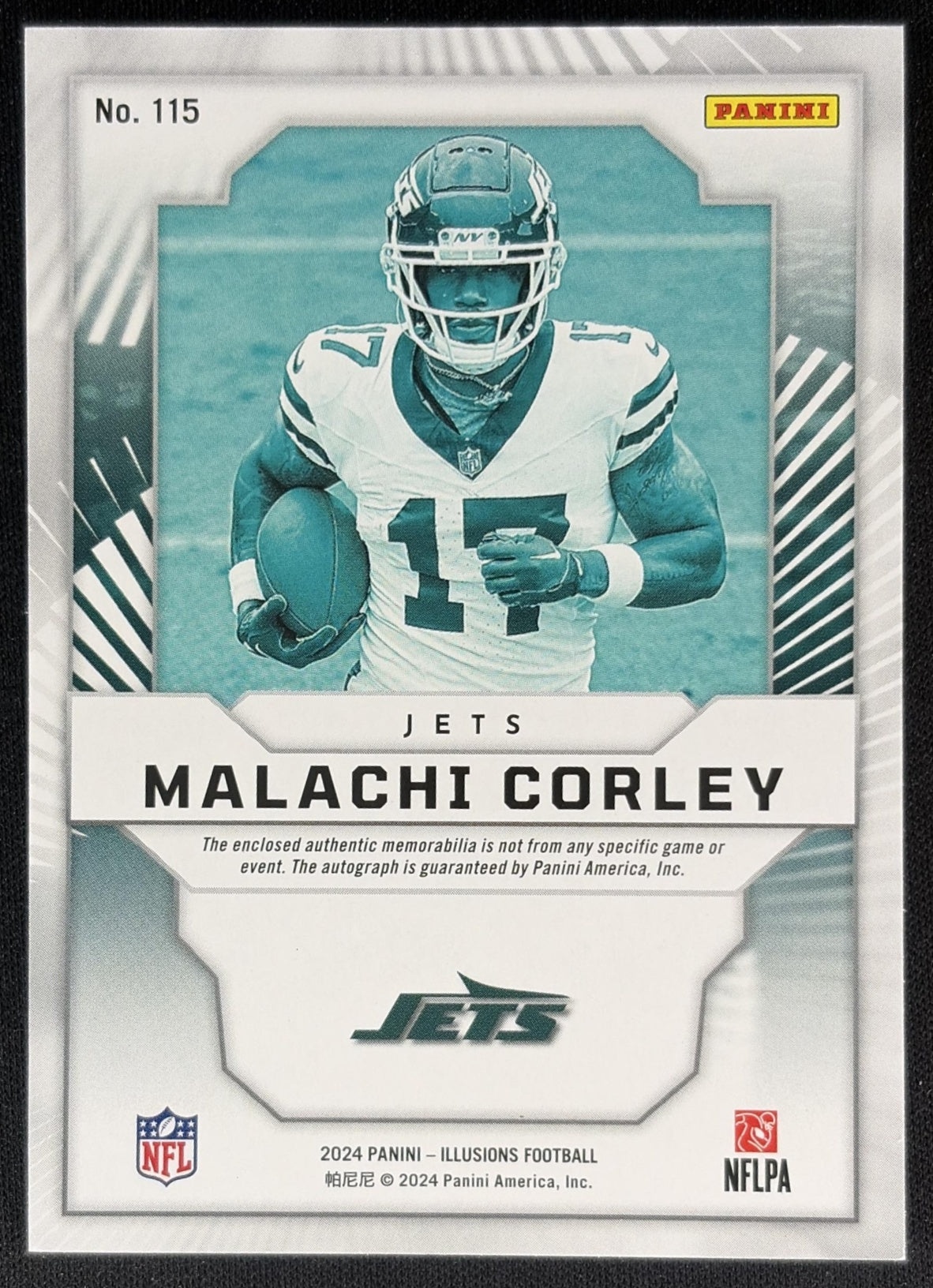 Malachi Corley 2024 Illusions First Impressions Auto Memorabilia Bronze /299 Jets back