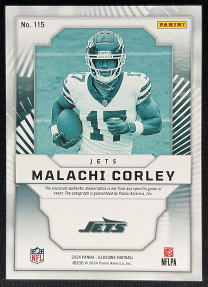 Malachi Corley 2024 Illusions First Impressions Auto Memorabilia Bronze /299 Jets back