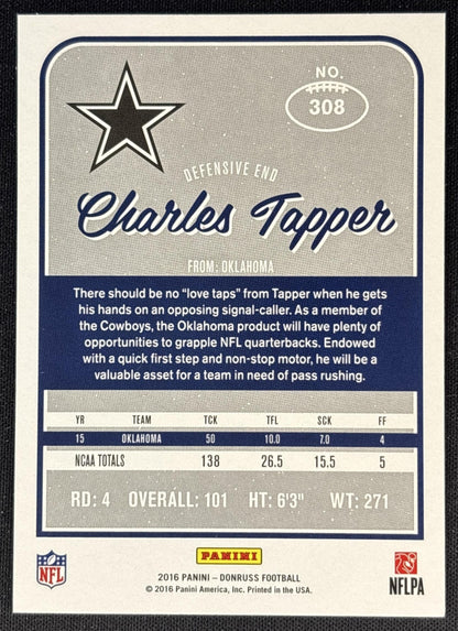 Charles Tapper 2016 Panini Donruss Press Proofs Blue Cowboys Sports Trading Cards