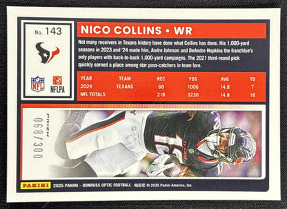Nico Collins 2025 Panini Donruss Optic Wave Prizm /300 Texans