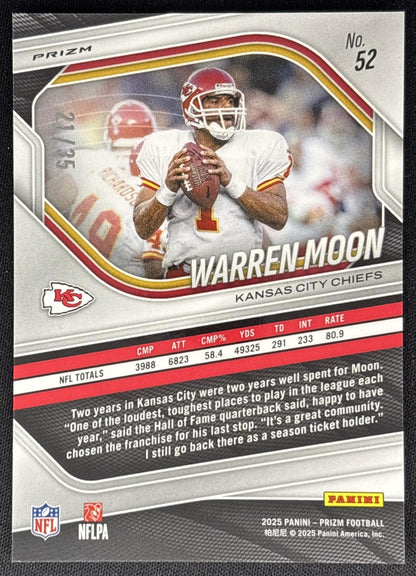 Warren Moon 2025 Panini Prizm Blue Shimmer /35 Chiefs Sports Trading Cards