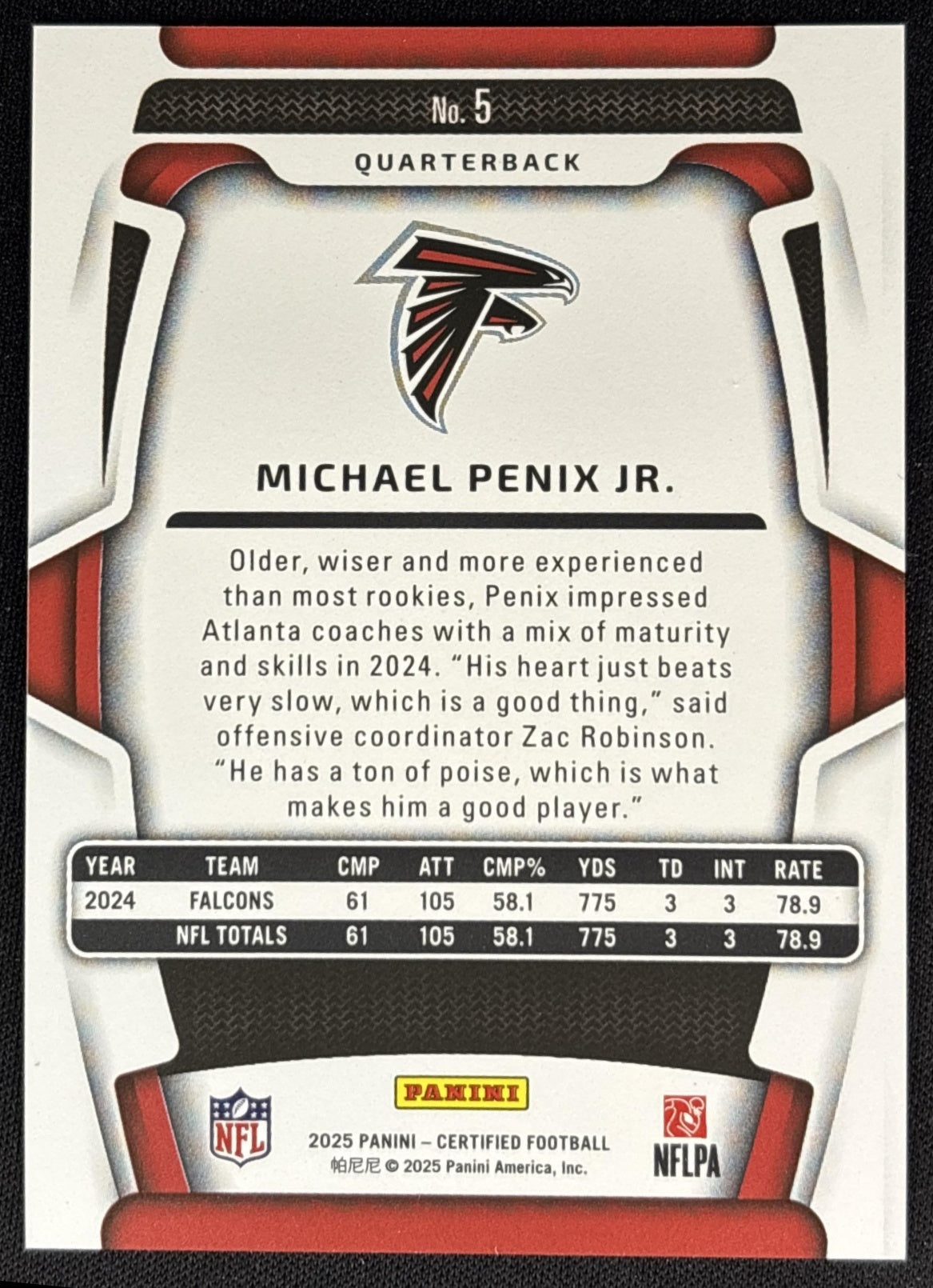 Michael Penix Jr. 2025 Panini Certified Mirror Red /99