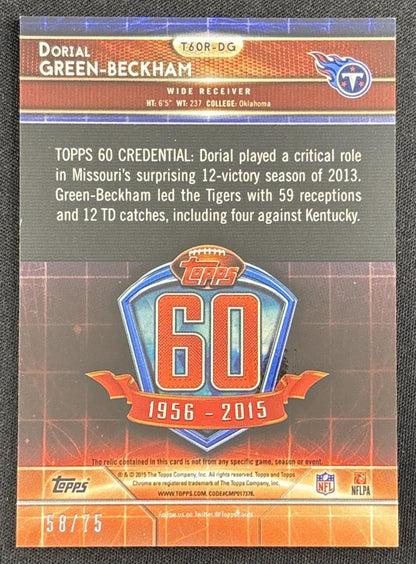 Dorial Green-Beckham 2015 Topps Chrome 60th Anniversary Relics Purple Refractor /75 Titans