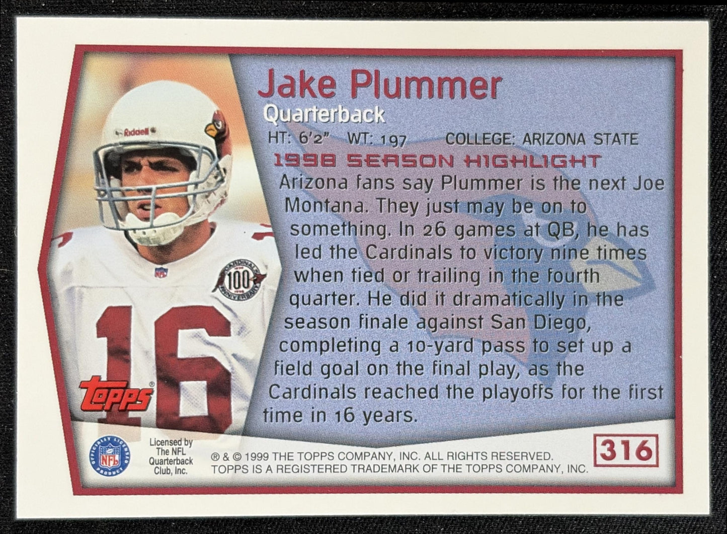 Jake Plummer 1999 Topps Cardinals