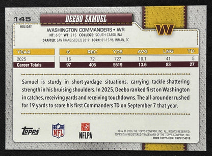 Deebo Samuel 2026 Topps Holiday Glitter Commanders | Washington Commanders