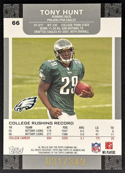 Tony Hunt 2007 Topps Co-Signers /349 Eagles back