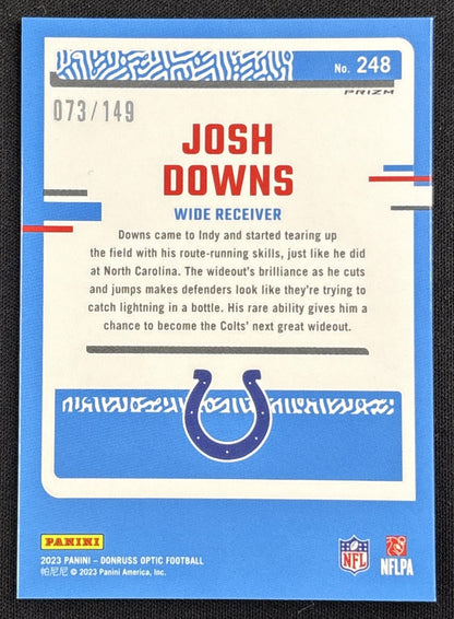 Josh Downs 2023 Panini Donruss Optic Flex Emoji Prizm /149 Colts
