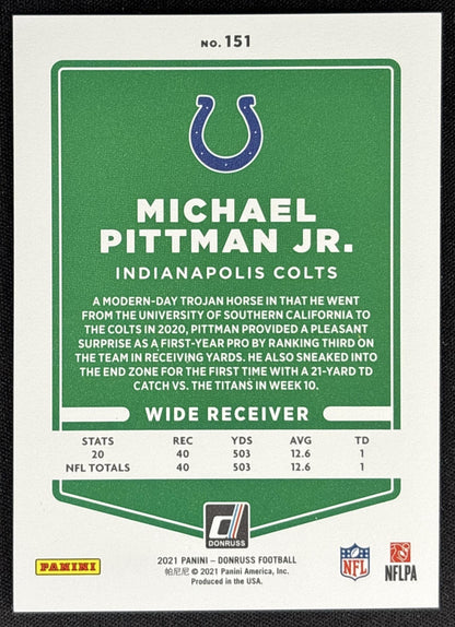 Michael Pittman Jr. 2021 Panini Donruss Press Proof Premium Colts