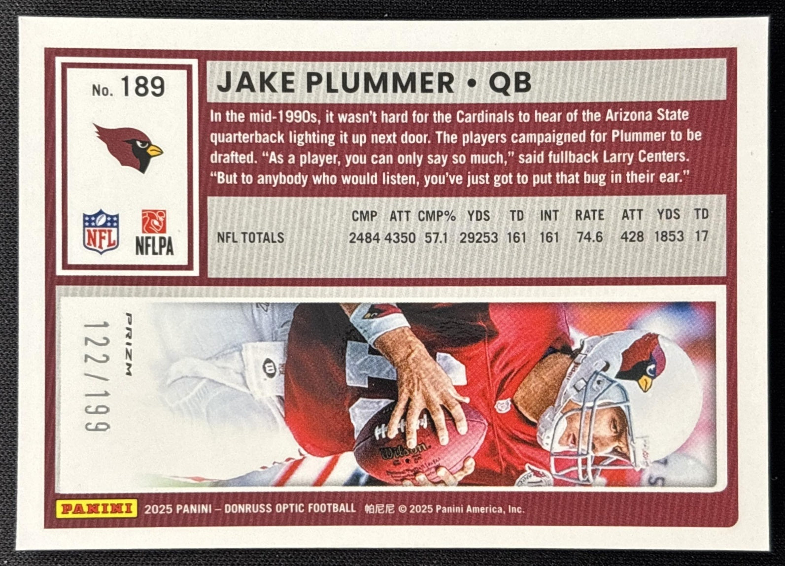 Jake Plummer 2025 Panini Donruss Optic Flex Prizm /199 Cardinals Sports Trading Cards
