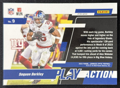 Saquon Barkley 2023 Panini Donruss Optic Play Action Giants Sports Trading Card