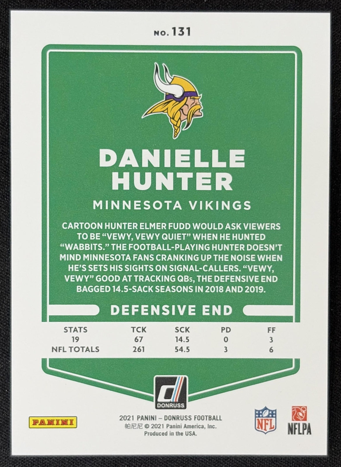 Danielle Hunter 2021 Panini Donruss Press Proof Premium Vikings - Minnesota Vikings