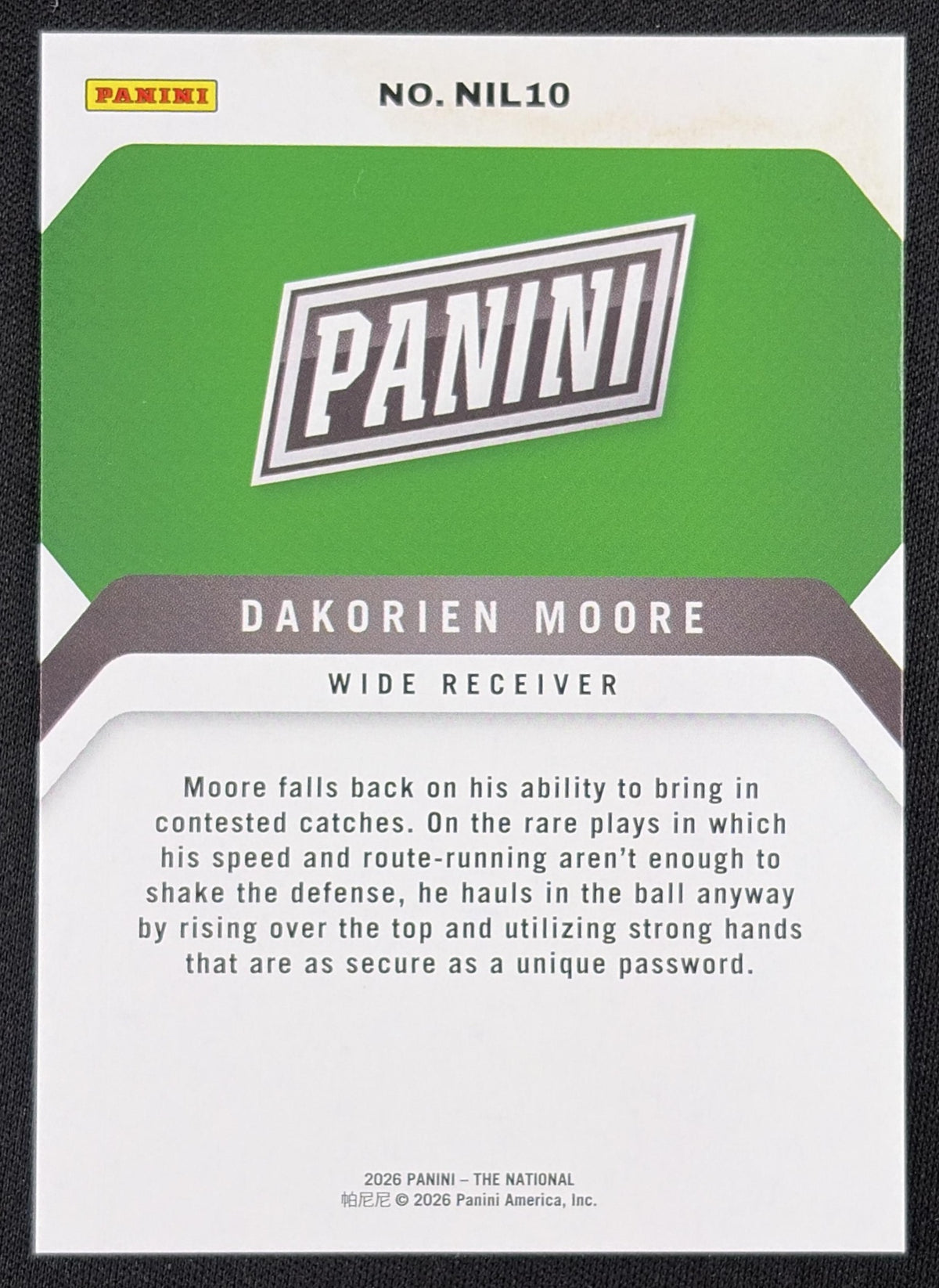 Dakorien Moore 2026 Panini NSCC Silver Pack Foil