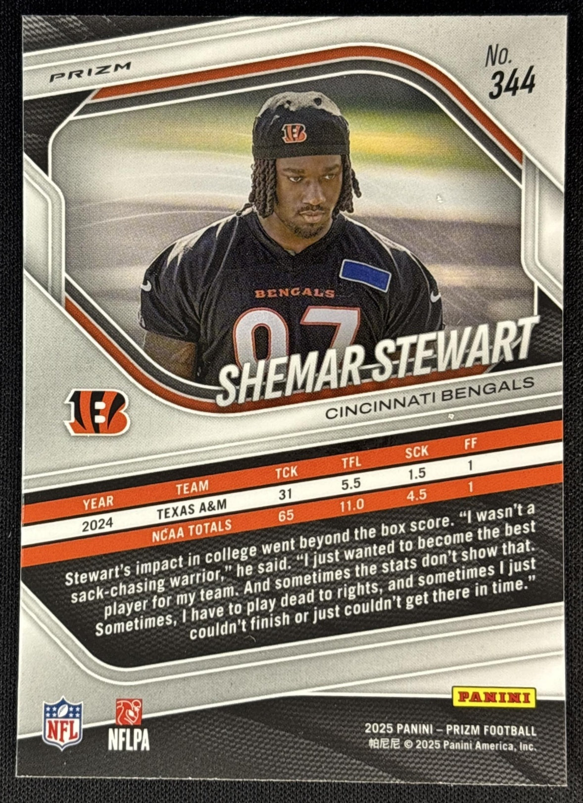 Shemar Stewart 2025 Panini Prizm Neon Green Pulsar Bengals