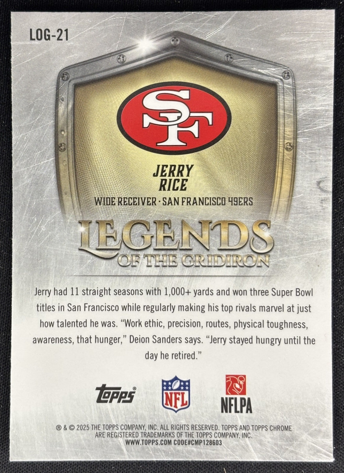 Jerry Rice 2025 Topps Chrome Legends of the Gridiron 49ers Sports Trading Cards