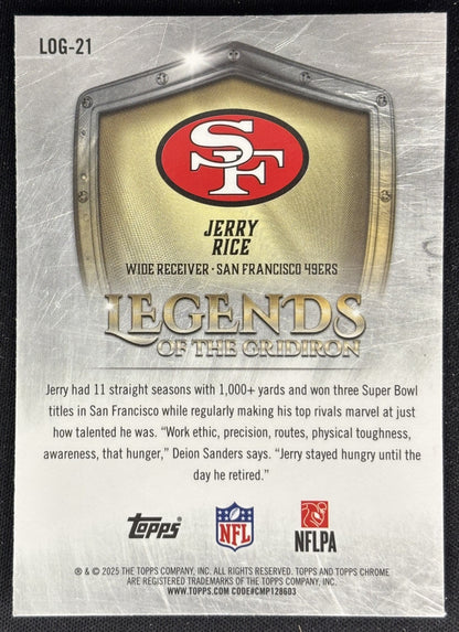 Jerry Rice 2025 Topps Chrome Legends of the Gridiron 49ers Sports Trading Cards