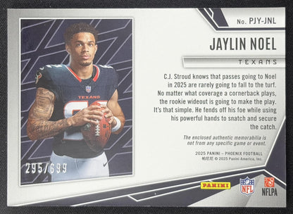 Jaylin Noel 2025 Panini Phoenix Rookie Phenom Jersey /699 Texans