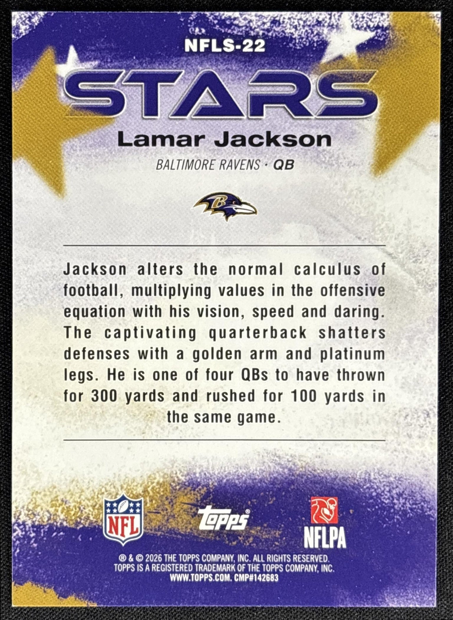 Lamar Jackson 2026 Topps NFL Stars Crackle Foil Ravens
