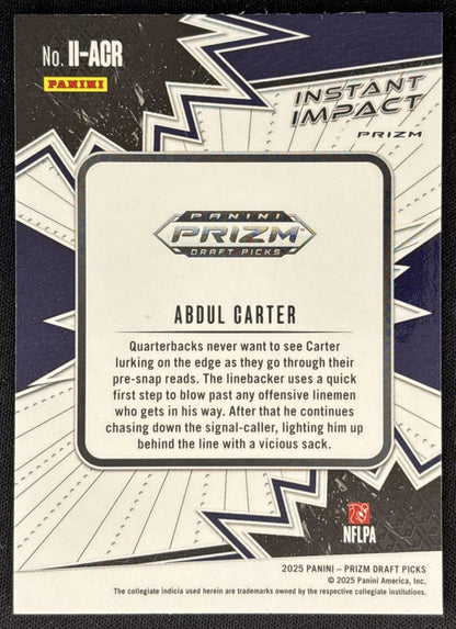 Abdul Carter 2025 Panini Prizm Draft Picks Instant Impact Green Nittany Lions back