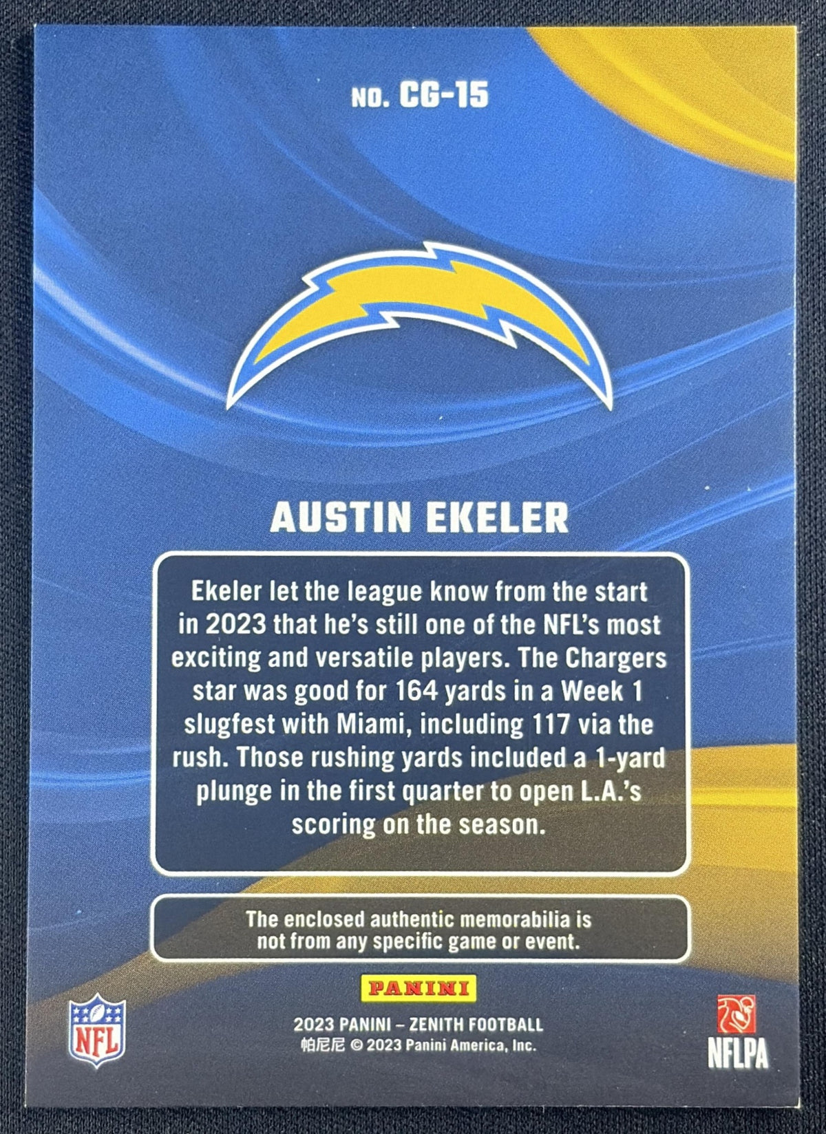 Austin Ekeler 2023 Panini Zenith Color Guard Chargers
