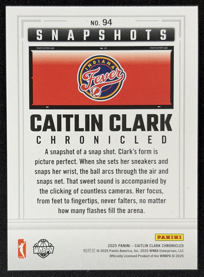 Caitlin Clark 2025 Panini Chronicled Snap Shots Red Holo Fever 94