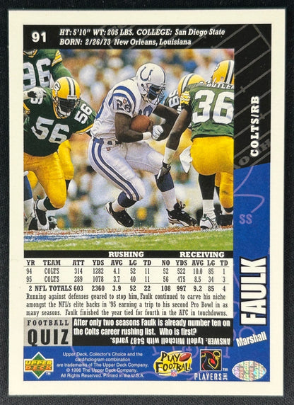 Marshall Faulk 1996 Collector's Choice Colts