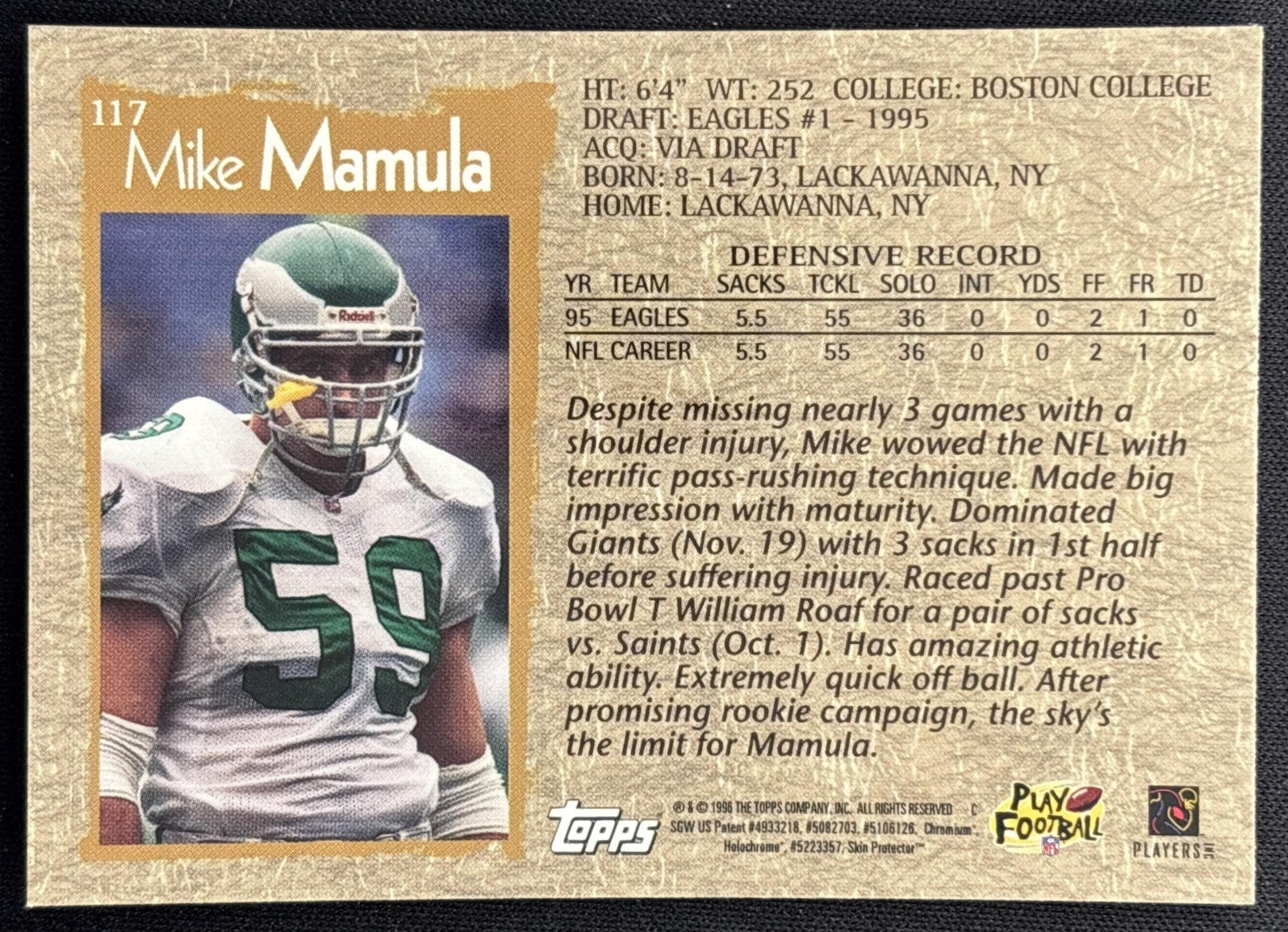 Mike Mamula 1996 Topps Chrome Eagles Sports Trading Cards