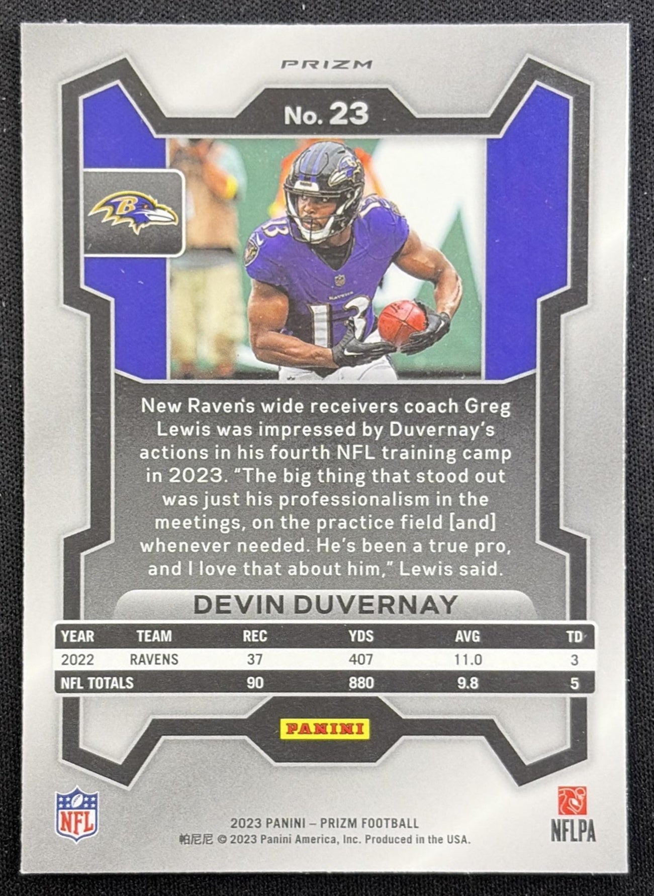 Devin Duvernay 2023 Panini Prizm Green Wave Ravens