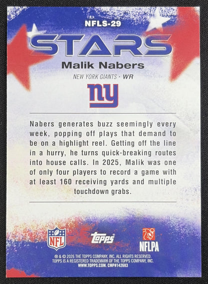 Malik Nabers 2026 Topps NFL Stars Giants