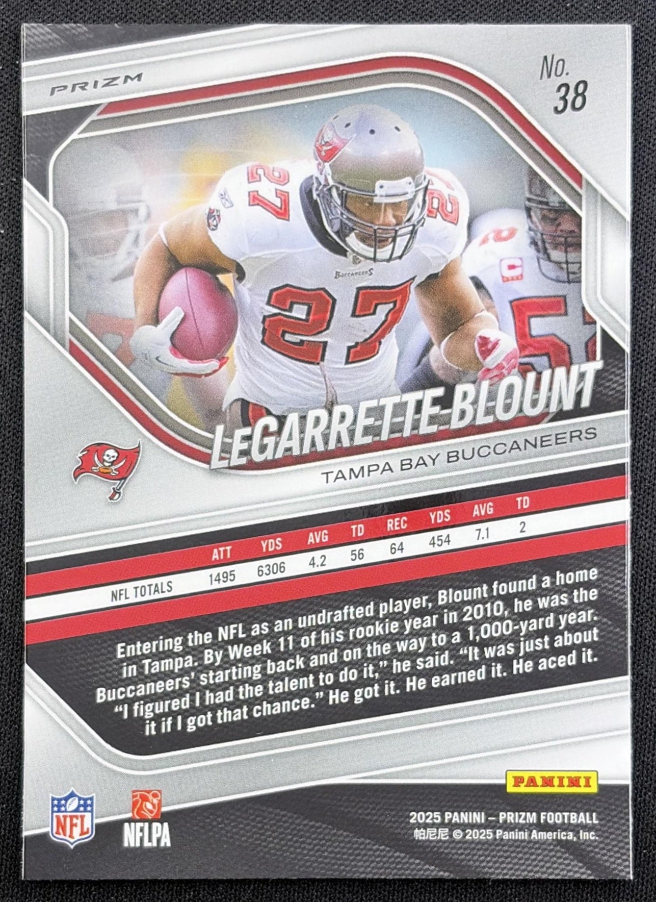 LeGarrette Blount 2025 Panini Prizm Lazer Buccaneers back