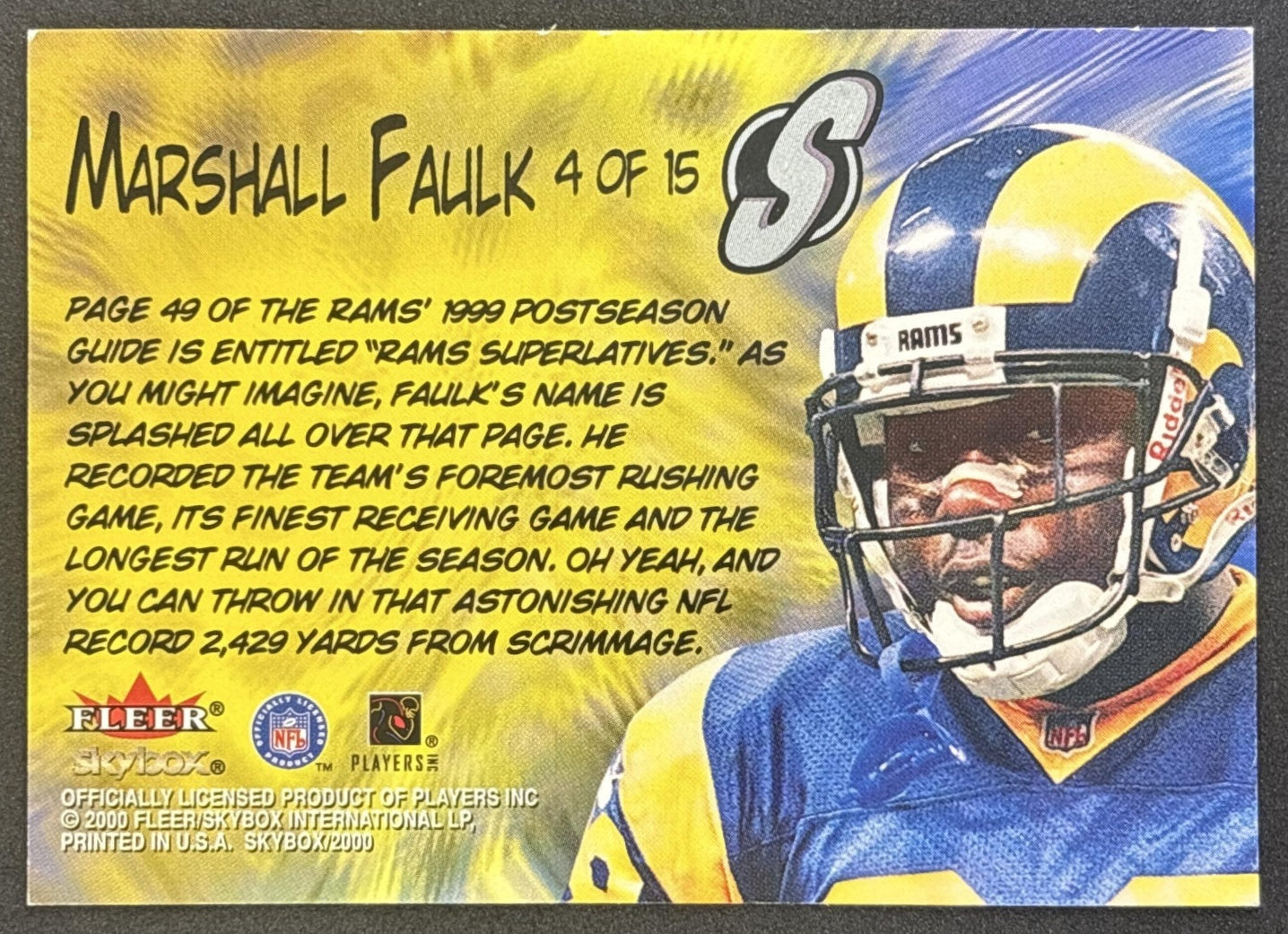 Marshall Faulk 2000 Skybox Superlatives Rams