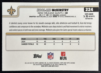 Kool-Aid McKinstry 2025 Topps Chrome Refractor Saints Sports Trading Cards